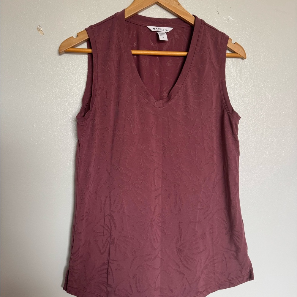 Athleta Burgundy V-Neck Tank Top